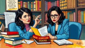 Transition team collaborative meeting Lina Khan and Zohran Mamdani sitting together, collaborating over a laptop and notepads.