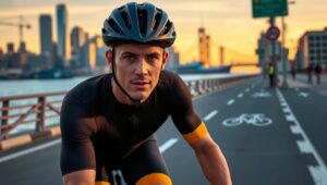 Cyclists using protected 31st Street bike lane Commuters using the contested protected bike lane for safer cycling in Astoria